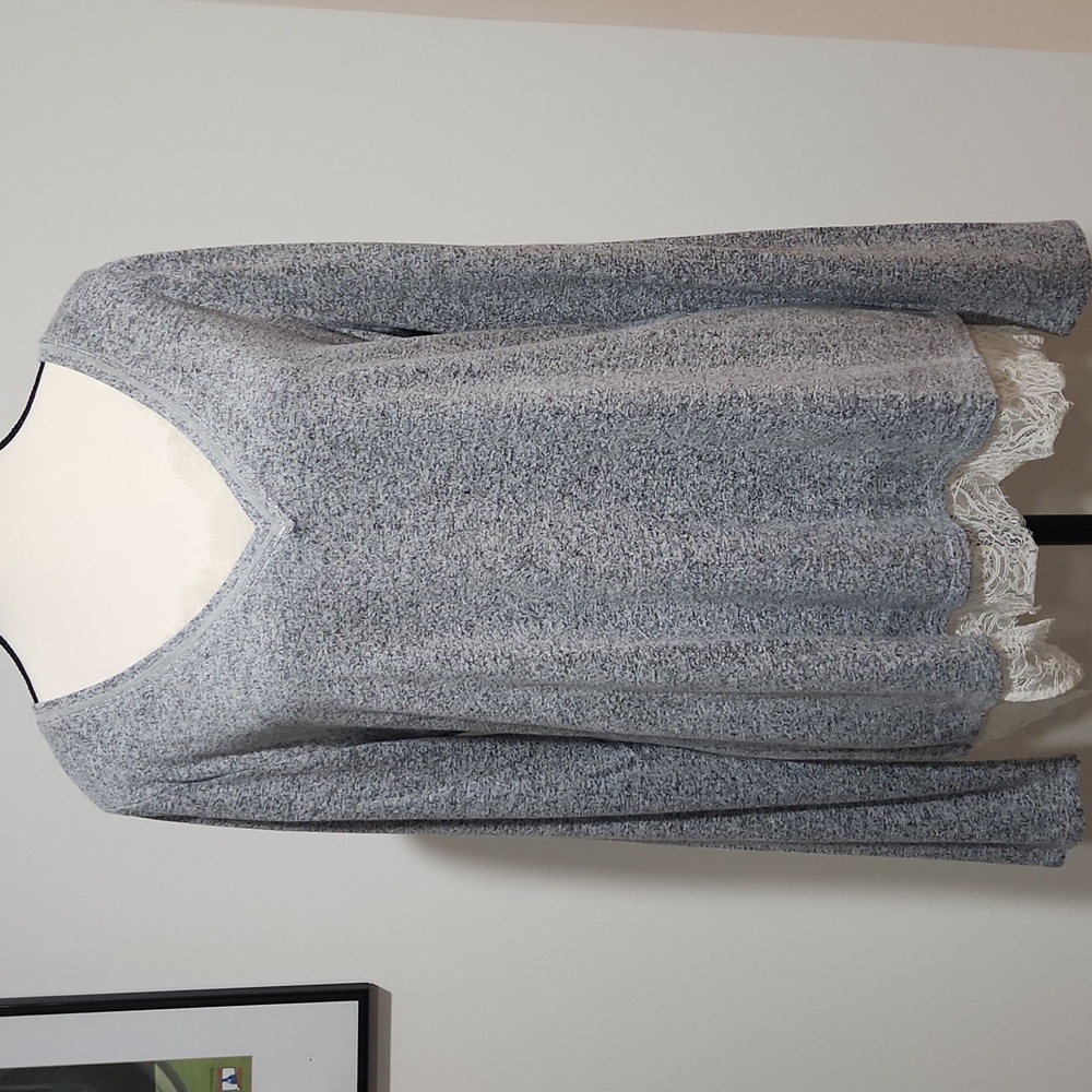 WHBM V-Neck Tunic Sweater w/lace details